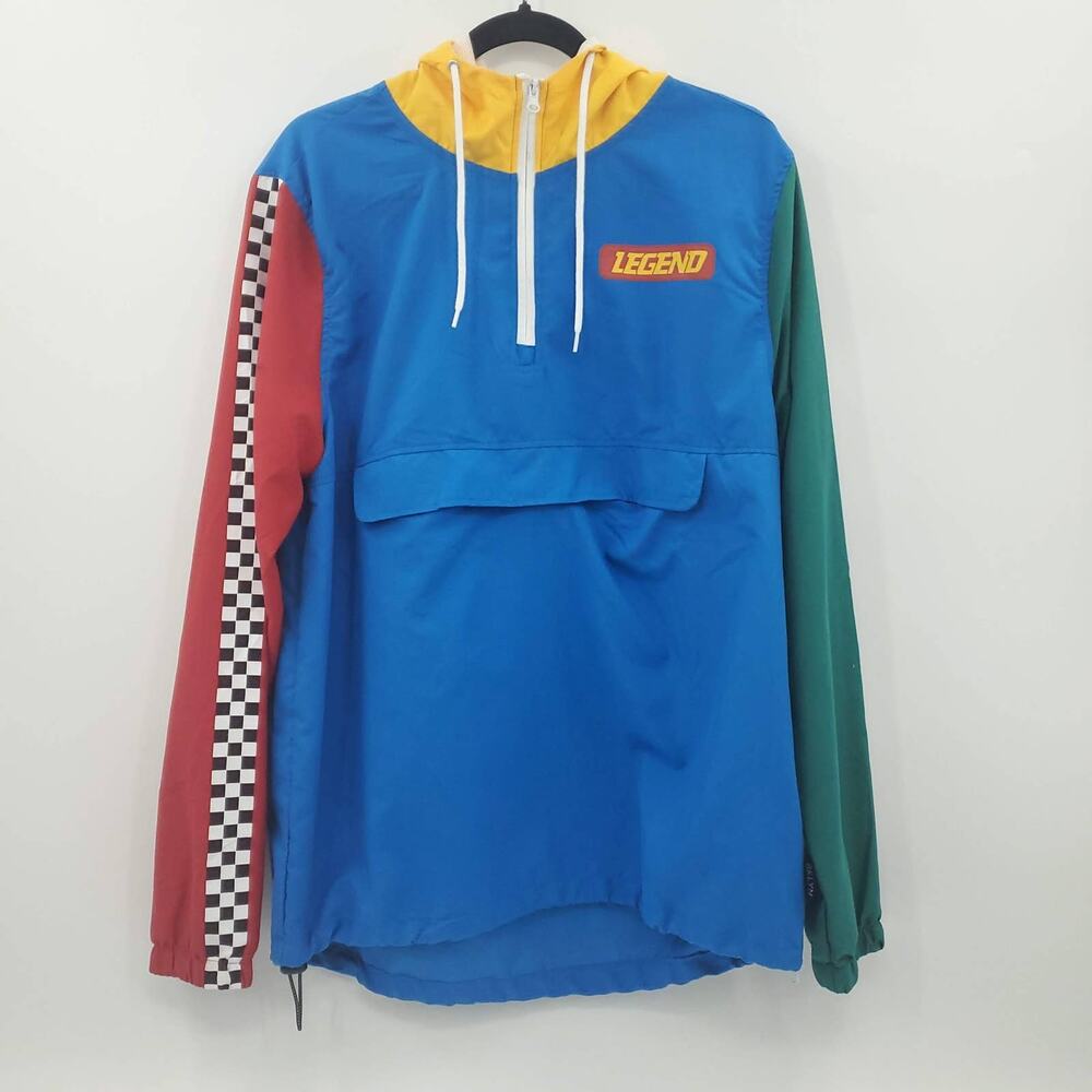 Brooklyn Cloth Blue Color Block Racer Legend Windbreaker Jacket M
